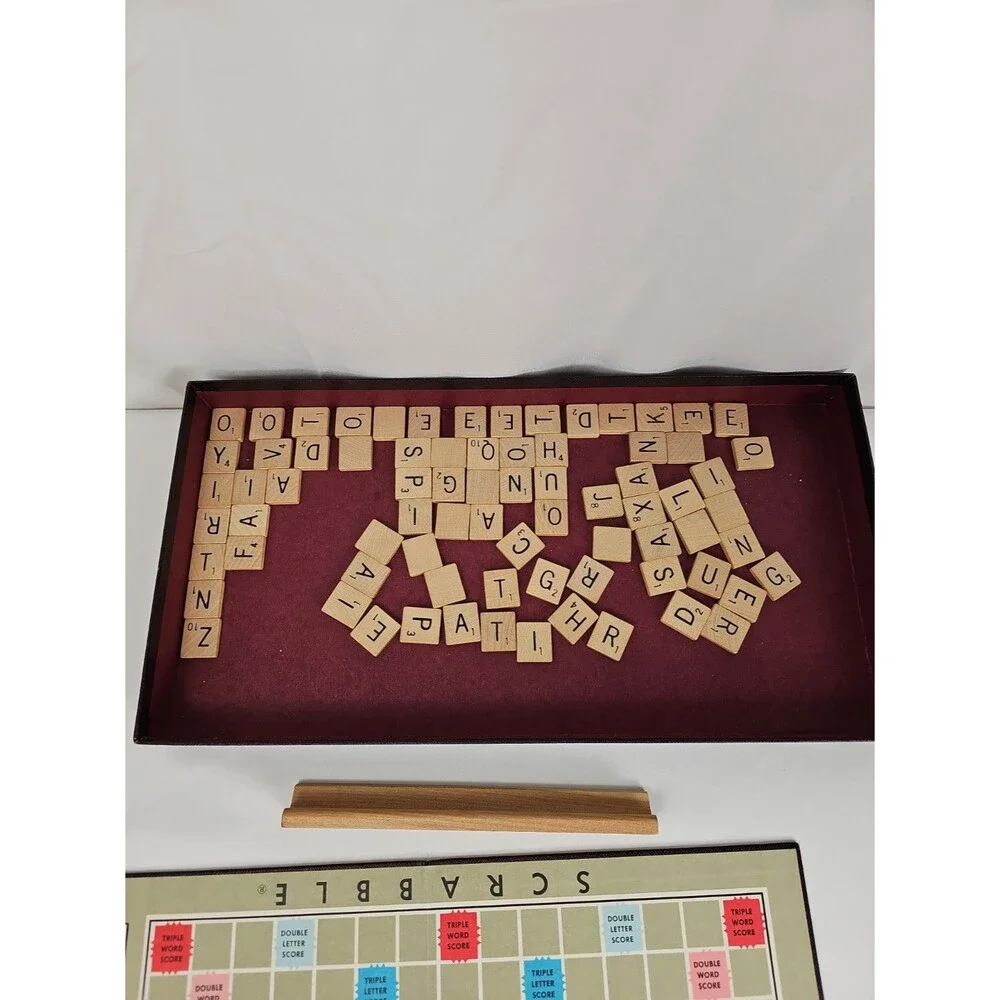 Vintage 1950s Scrabble Selchow & Righter Complete 100 Wood Tiles Board Game